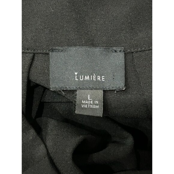 Lumière Pleated Shorts Solid Black Sz Large Polyester Blend Casual Summer Wear - Picture 4 of 9